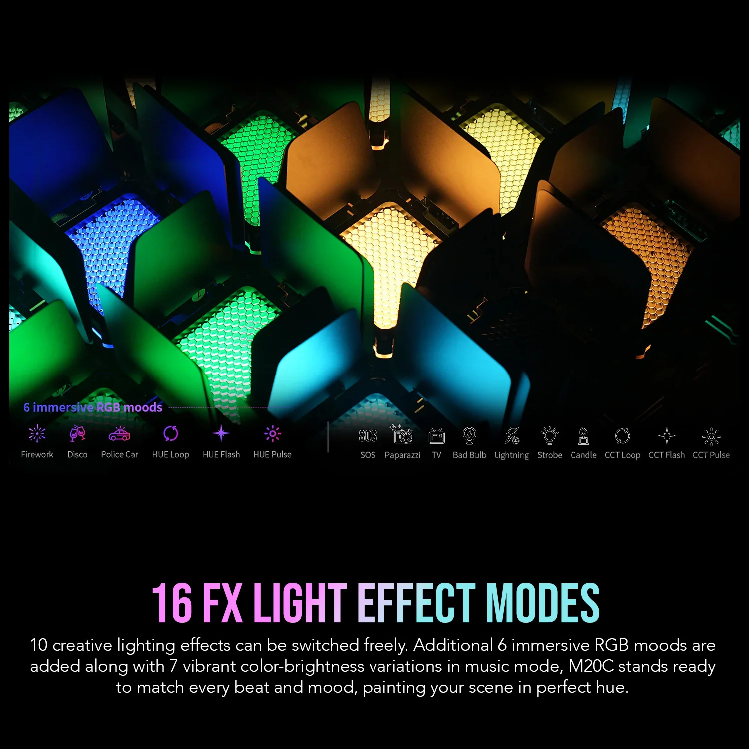 Zhiyun FIVERAY M20C RGB LED Light (Combo Version) with Stand for Ring Light Kit Bundle - Image 4